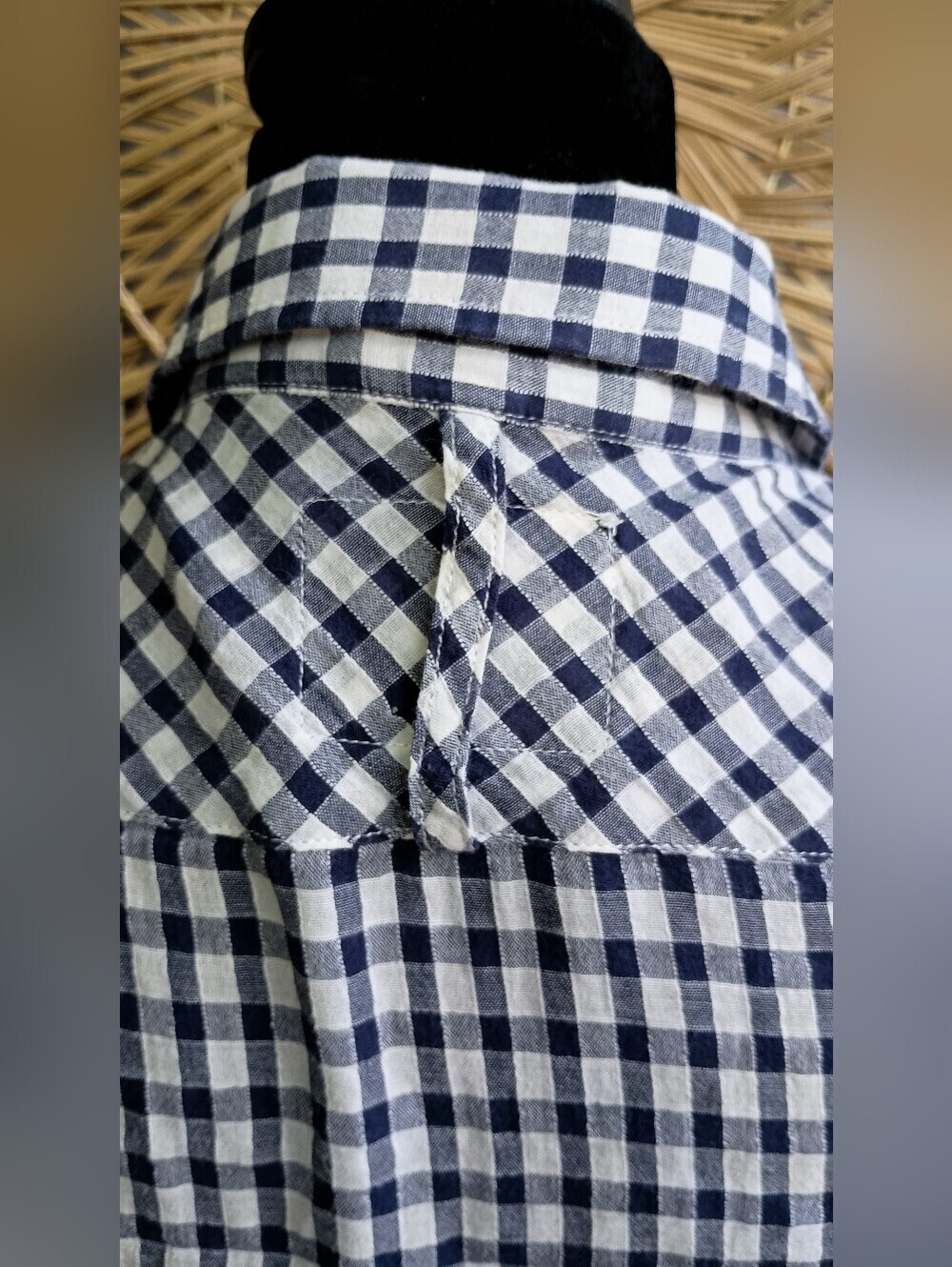 Rails Anthropologie Navy and White 100% Cotton Gingham Button-Down Shirt_M - Picture 6 of 10